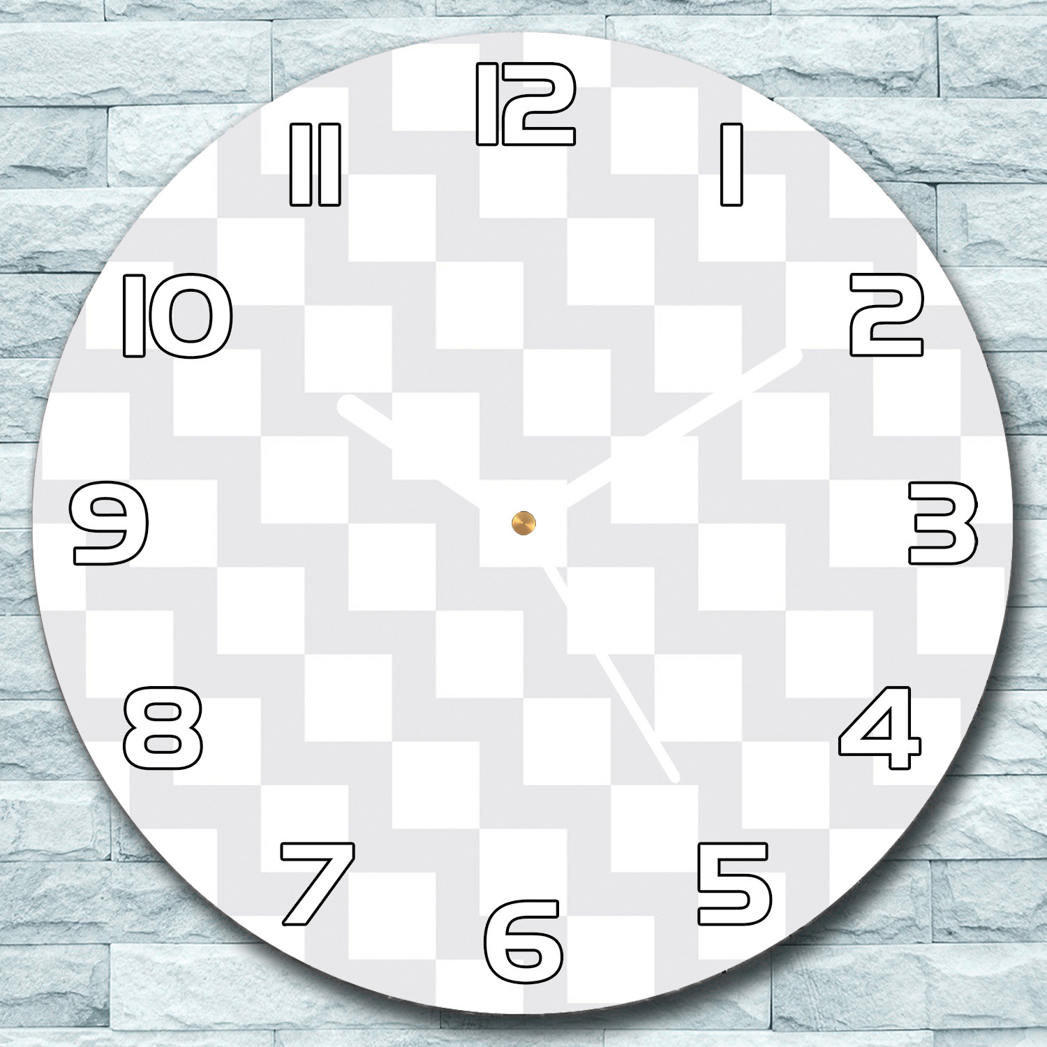 coloray Wanduhr aus Glas Rund fi 30 Sanfte Zickzackhaut Quarz Deko Wohnzimmer Büro zso-white-f30-Patterns-044