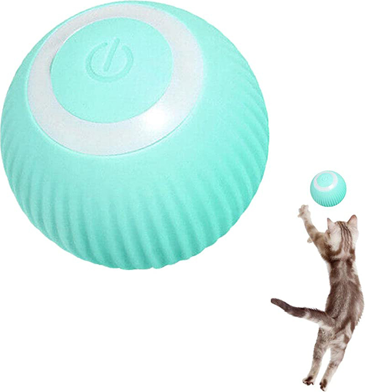 Interaktives Katzenspielzeug – Elektrischer Ball Mit Beweglichem Schwanz, 2 Geschwindigkeitsstufen, USB-aufladbar, Inkl. 3 Ersatzschwänzen