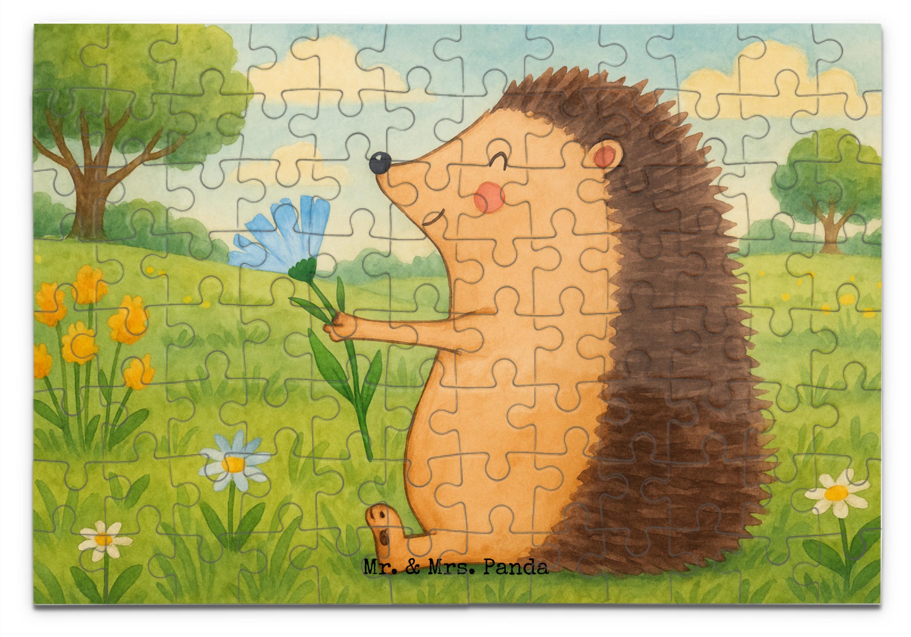 Mr. & Mrs. Panda Puzzle Igel Blumen Design 96 Teile - Weiß - Geschenk, 2000, Krankenhaus, krank, Besuch, Lustige Sprüche, Puzzlespiel, Krankheit, 1000, 500, 1500 PD-1922221-STANDARD