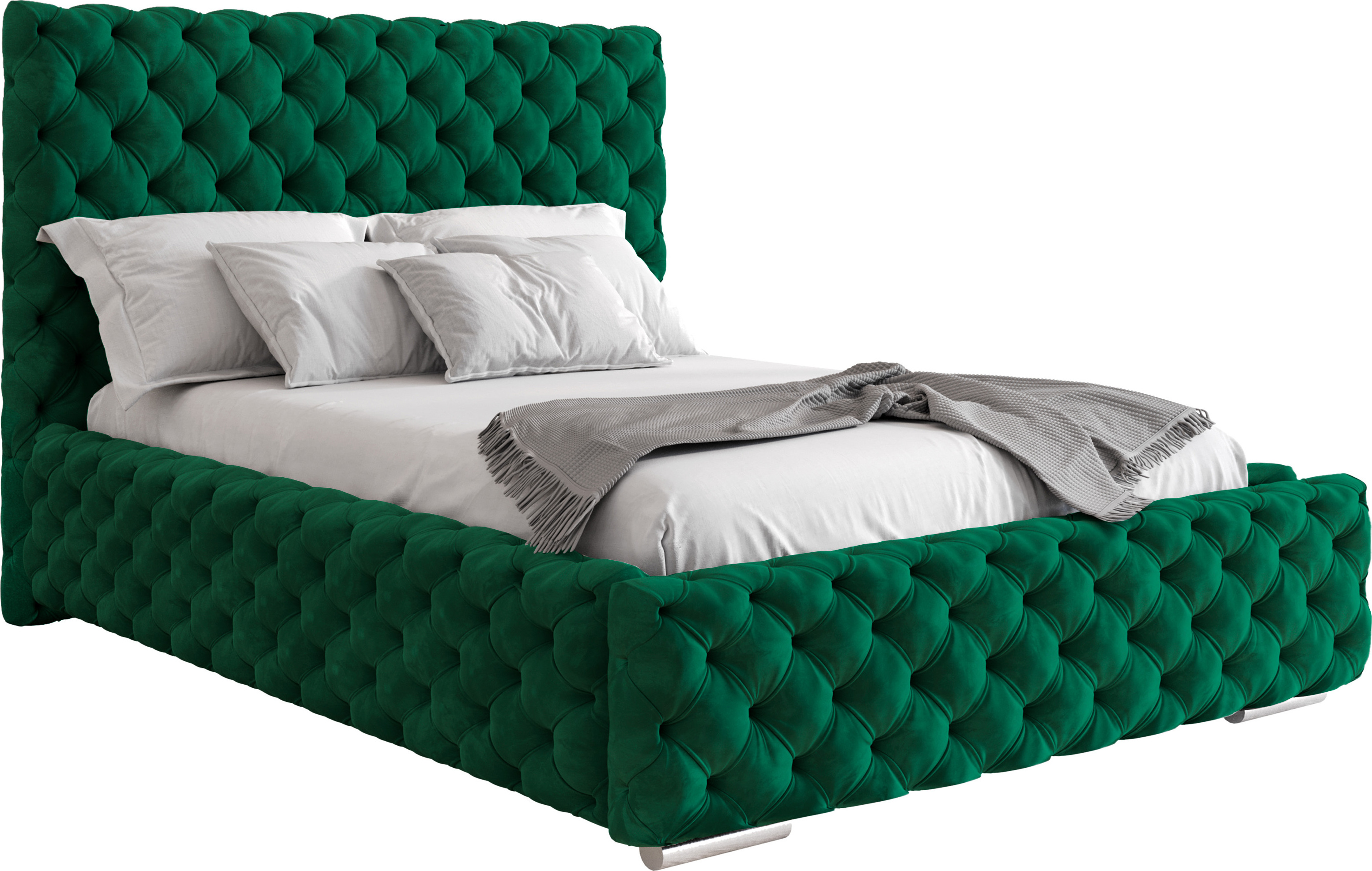 Furmeb24 HONNY 140 x 200 cm - Čalúnená posteľ s kontajnerom a dreveným rámom - Manželská posteľ s vyšším čelom - Kvalitná látka Magic Velvet