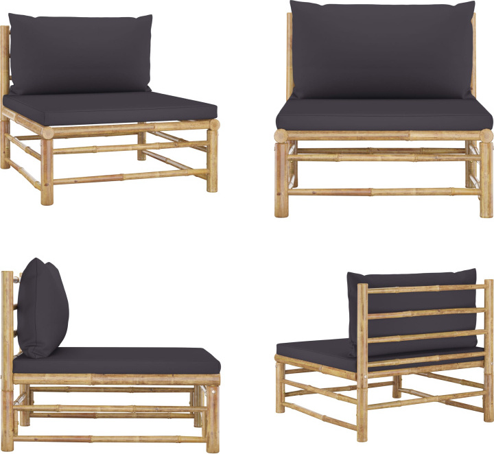 vidaXL Garten Mittelsofa mit Dunkelgrauen Kissen Bambus - Mittelsofa - Mittelsofas - Sofa-Mittelstück - Sofa-Mittelstücke HL313154