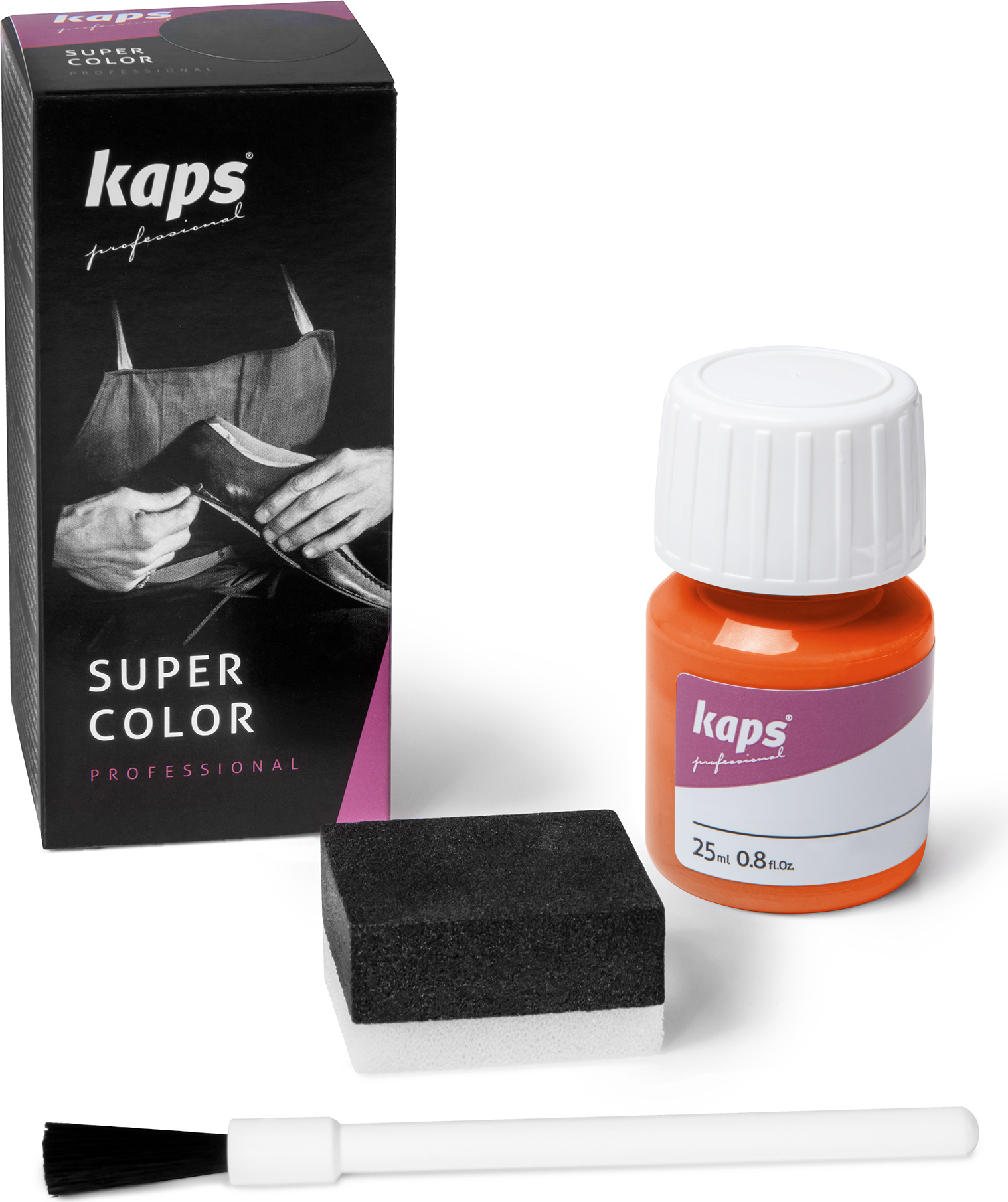 Farbe für Natur- und Kunstleder - Kaps Super Color 25 ml - Orange (128#) 04_1_5020_128#_scolor_FBA