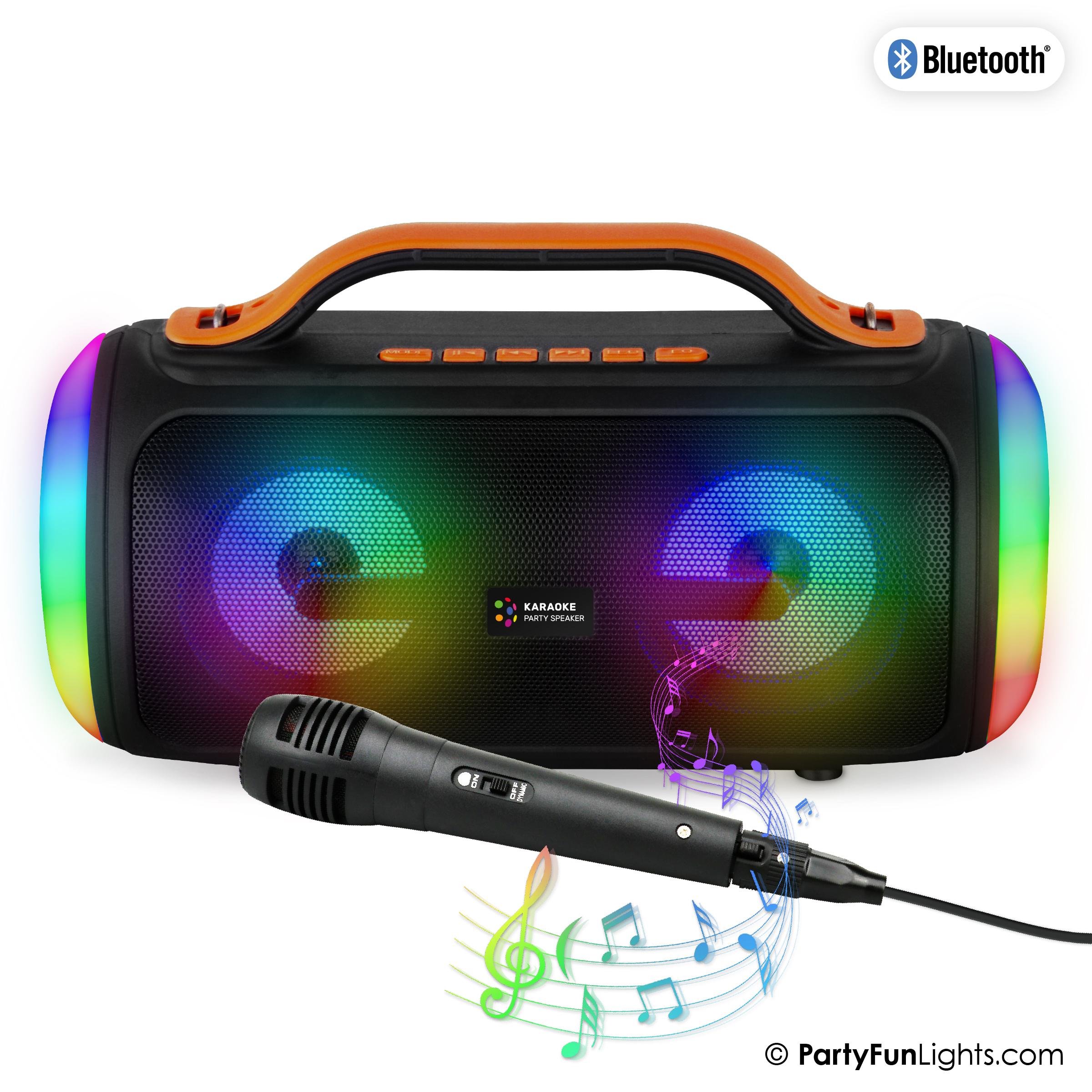 PartyFunLights kabelloses Karaoke-Set Party-Lautsprecher mit Mikrofon schwarz – Discoverlichting – Wiederaufladbar – Für Erwachsene und Kinder 86752