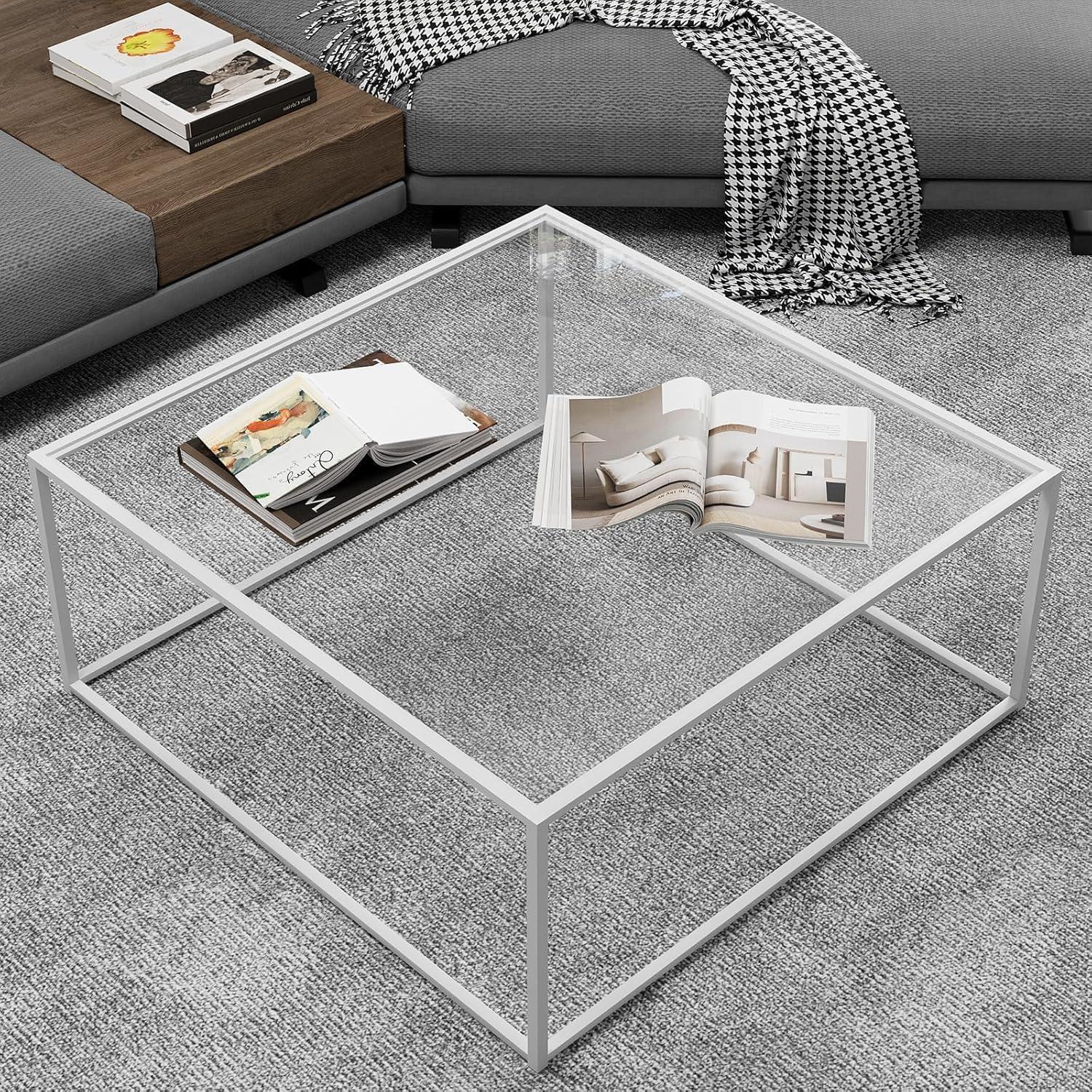 Sonstige Couchtisch Glas Quadratisch Moderner Mitteltisch Wohnzimmer Gehärtetes Glas