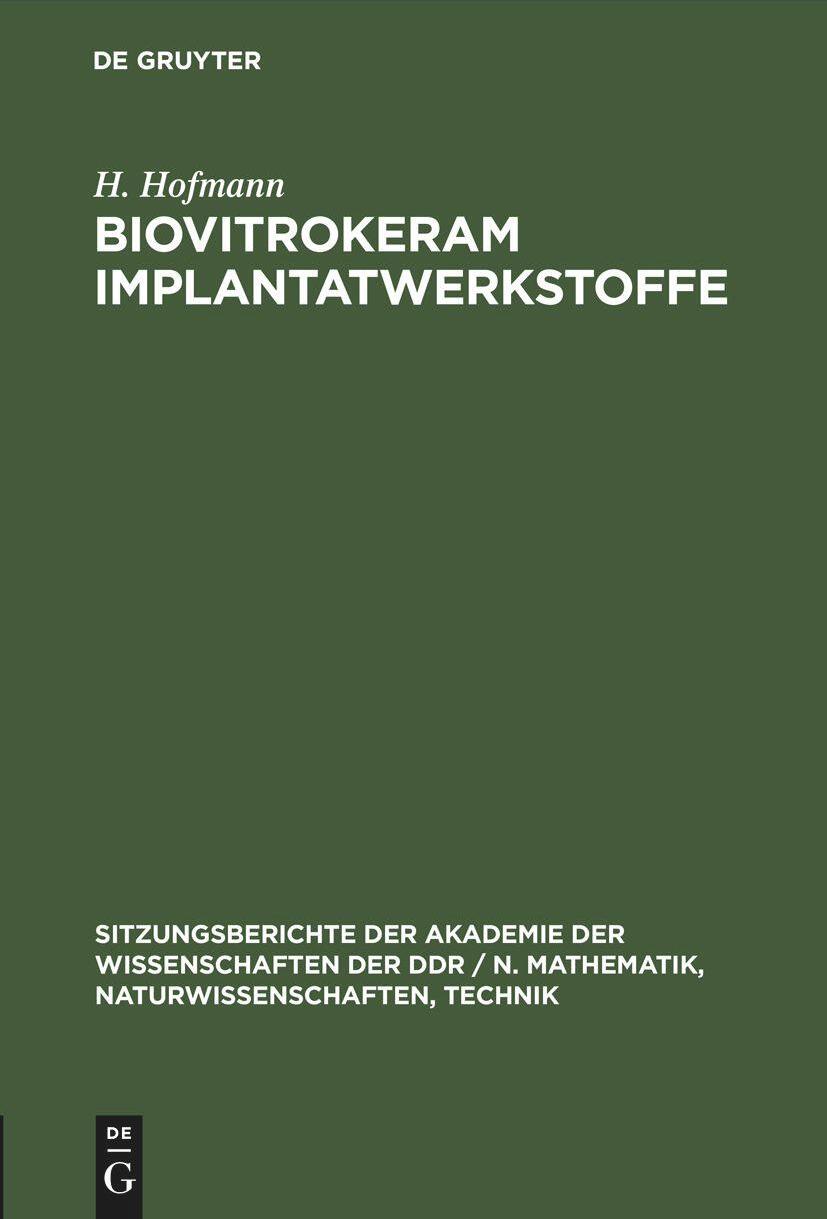 De Gruyter, Mercury Learning And Information Biovitrokeram Implantatwerkstoffe