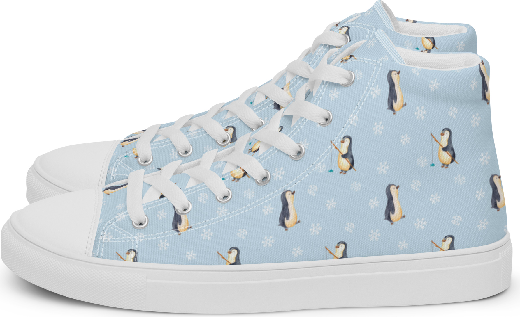 Mr. & Mrs. Panda High-Top Sneaker Pinguin marschieren Größe 35 1/2 - Blau - Geschenk, Damenschuhe, Sportschuhe Damen, Familie, Spazieren, Stolz PD-1633608-STANDARD