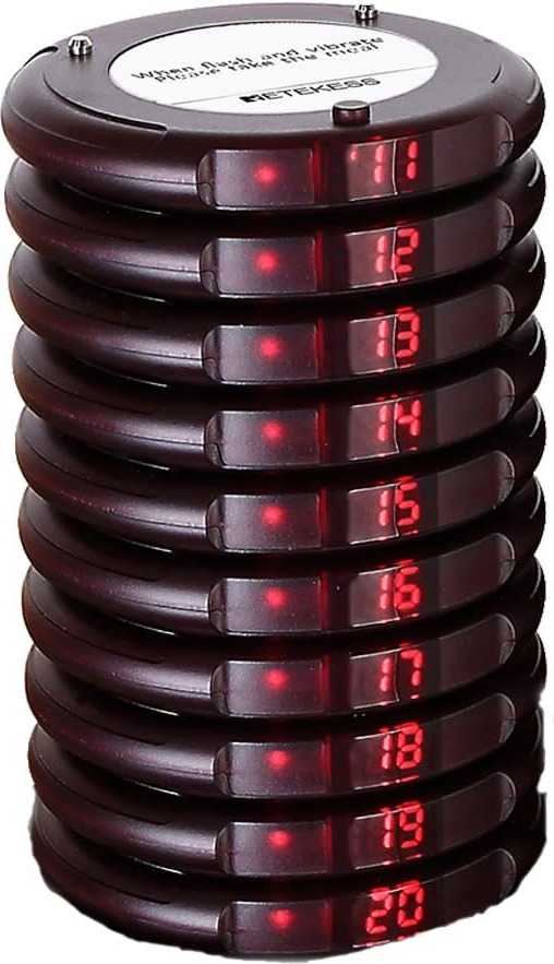 Retekess TD163 Pager Kompatibel mit TD163 Pager Rufsystem, 31 Anrufmodi, 400 m Entfernung, 300 mAh für Logistik, Restaurant Schulcafeteria(10 Pagers)