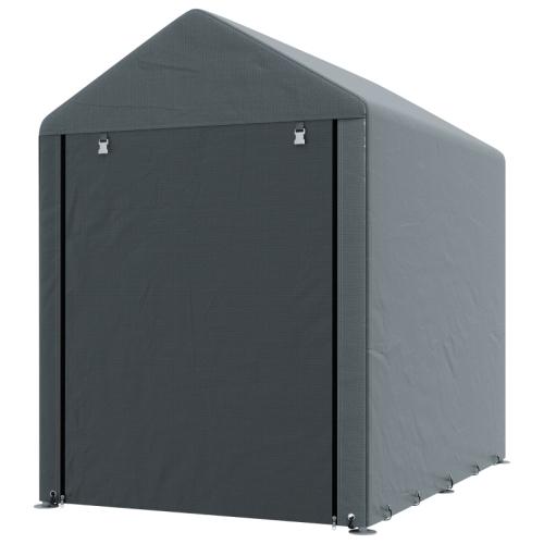 WOHNSTIL Robustes wetterfestes Lagerzelt, Stahlrahmen, Fahrradhütte, Motorradunterstand,1,2x1,79x1,65m, Dunkelgrau