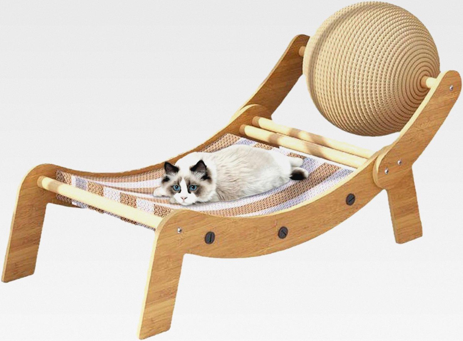 Markenlos Kratzstuhl Für Katzen - Kratzmöbel Mit Spielball Für Katzen,Abfallfeste Wellpappe Möbel Für Innen & Außen, Balkon, Sonnenbad Und Strandnutzung