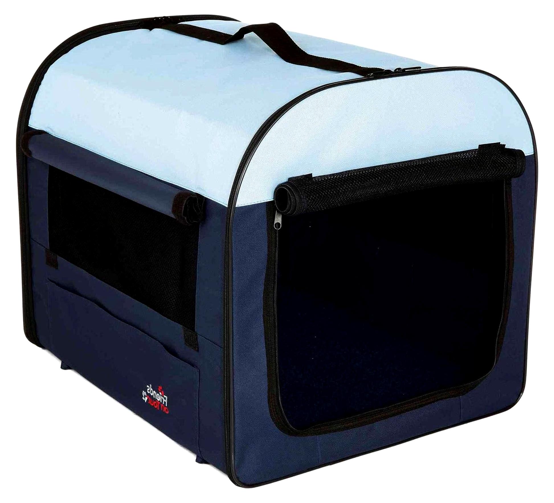 Markenlos Hundebox Basic - Größe XS: 32 x 32 x 47 cm - mit abdeckbaren Netzeinsätzen, Fleece-Bodenplatte, 3 Außentaschen, Bodenlaschen und Heringen, inkl. Tragetasche