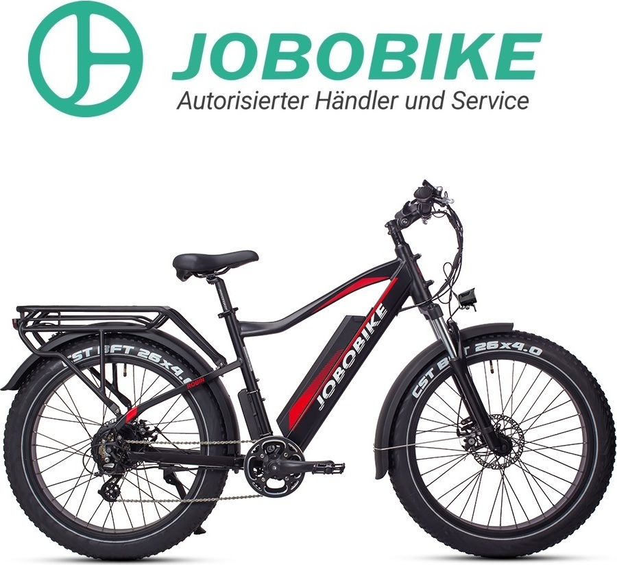E-BIKE JOBOBIKE ELEKTROFAHRRAD ROBIN PLUS 26 x 4 ZOLL HYDRAULISCHE BREMSEN SCHWARZ
