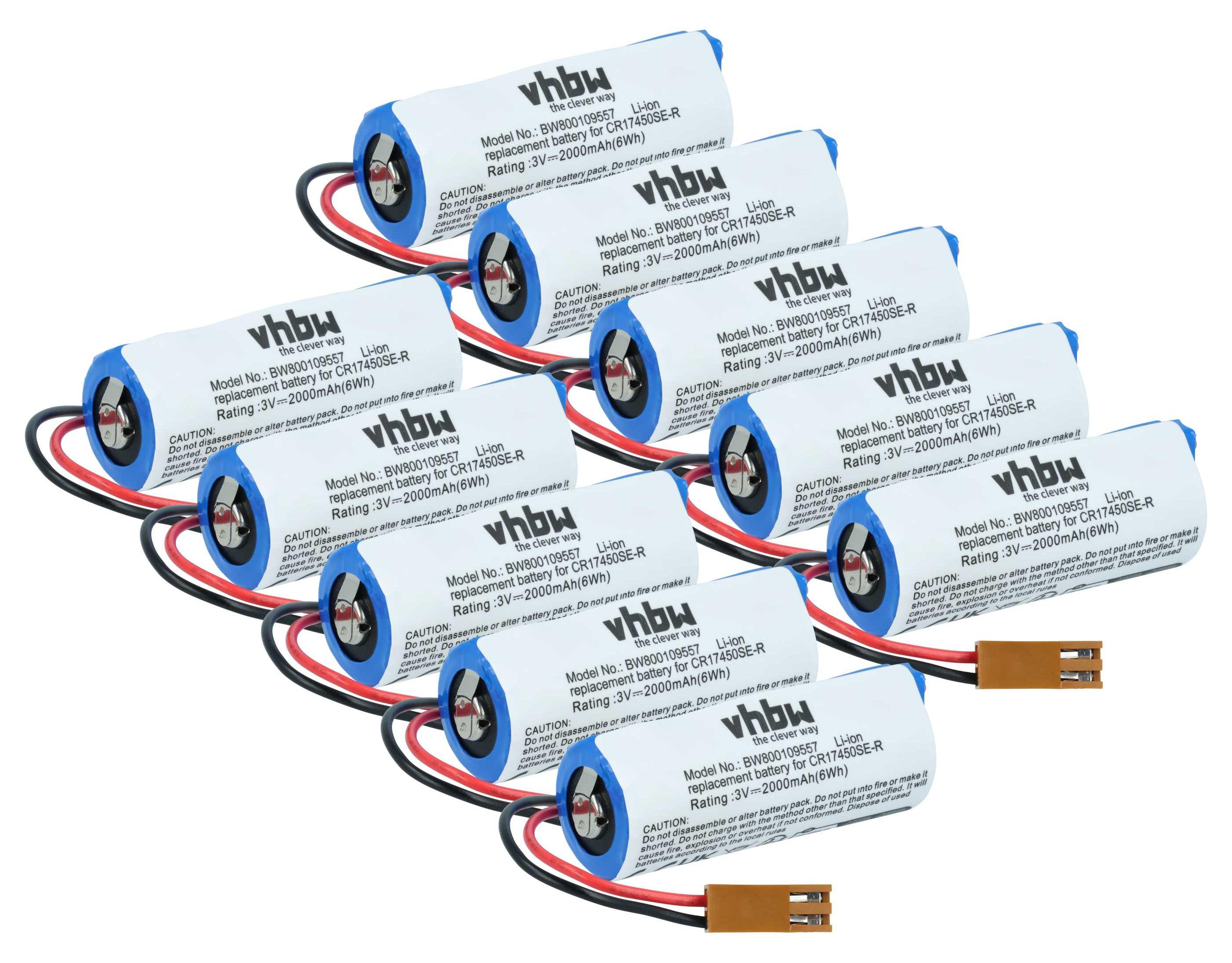 vhbw 10x Akku kompatibel mit Fanuc CNC-Steuerung 16i, CNC-Steuerung 18i, CNC-Steuerung 21i, Alphadrives Steuereinheit (2000 mAh, 3 V, Li-Ion) 183613957