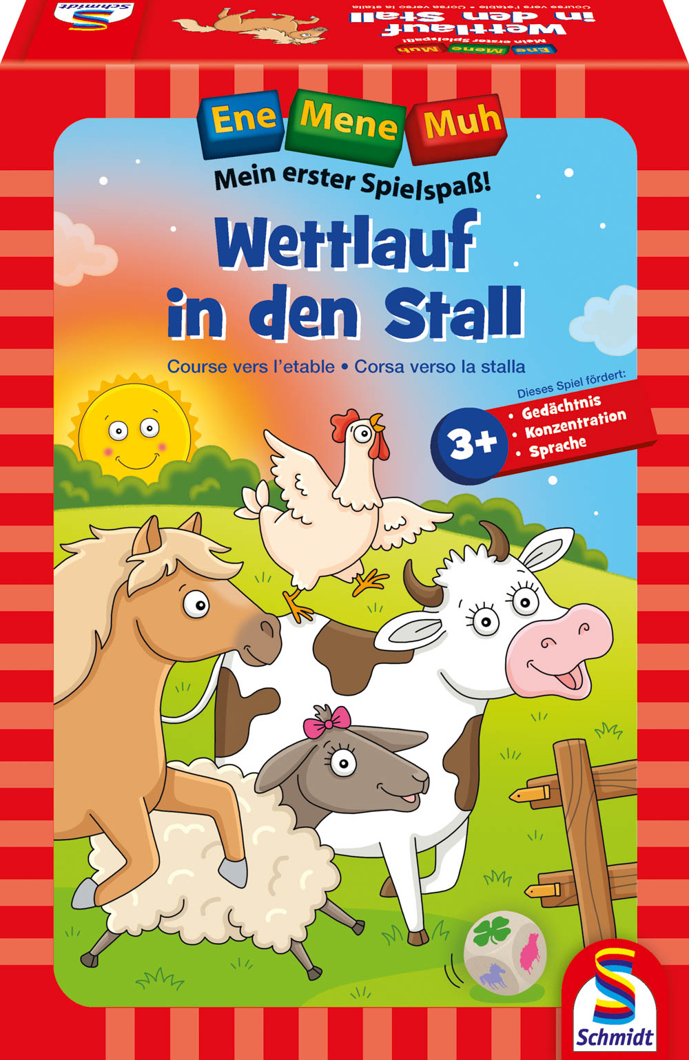 Schmidt Spiele Kinderspiel Wettlaufspiel Ene Mene Muh, Wettlauf in den Stall 40558