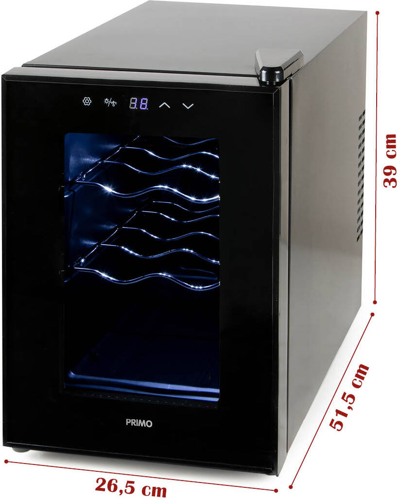 PRIMO PR168WK Weinkühlschrank - Weinkühler 6 Flaschen - E - Schwarz