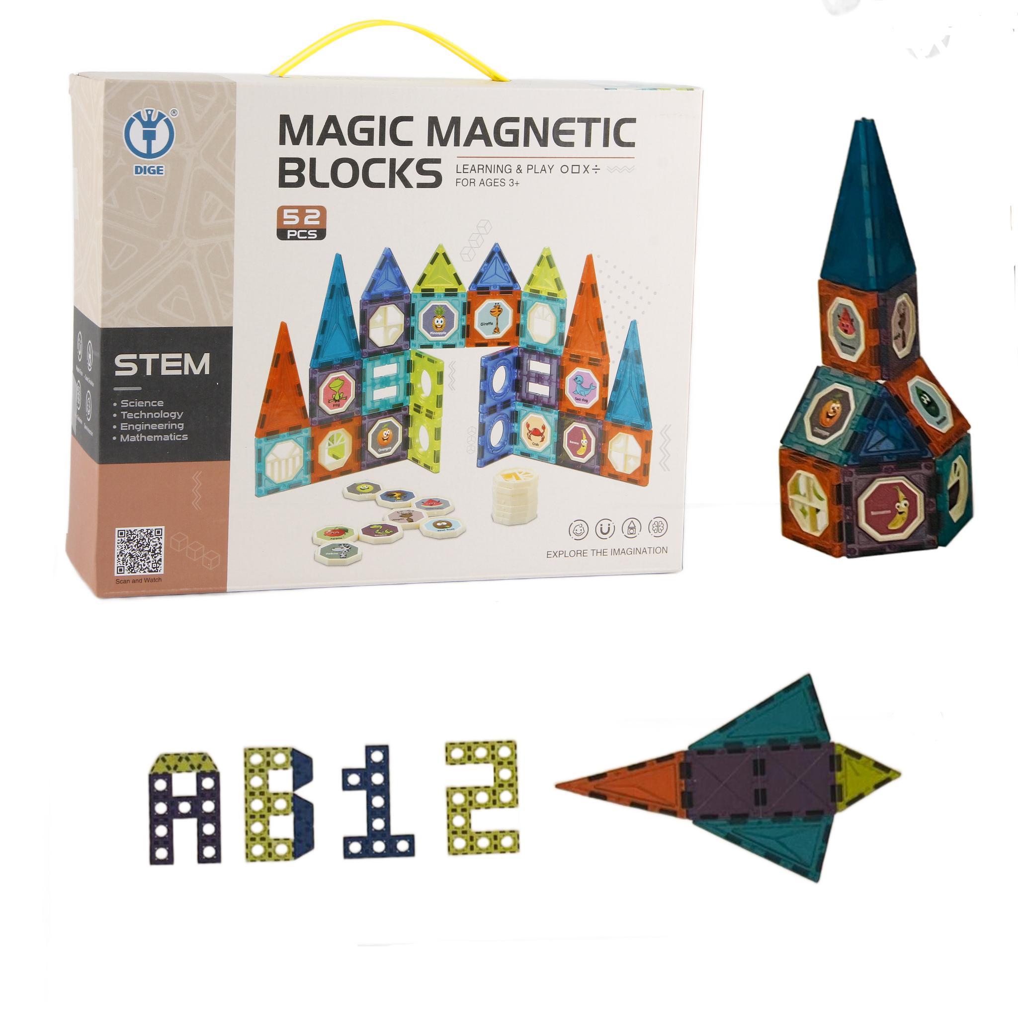 Dige Magnetbausteine – 52-tlg. Montessori Lernspielzeug für Kinder