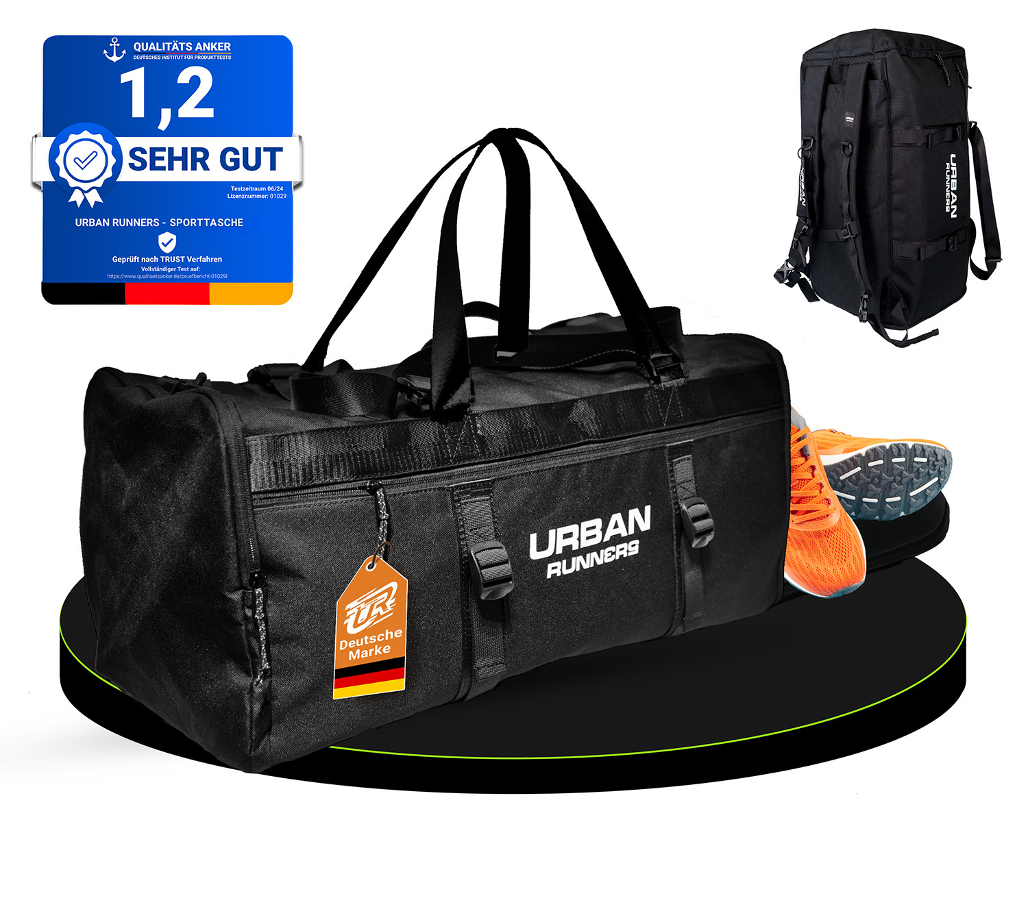 Urban Runners Sporttasche mit Rucksackfunktion | 50L | 3 - in - 1 Gym Fitnes Tasche