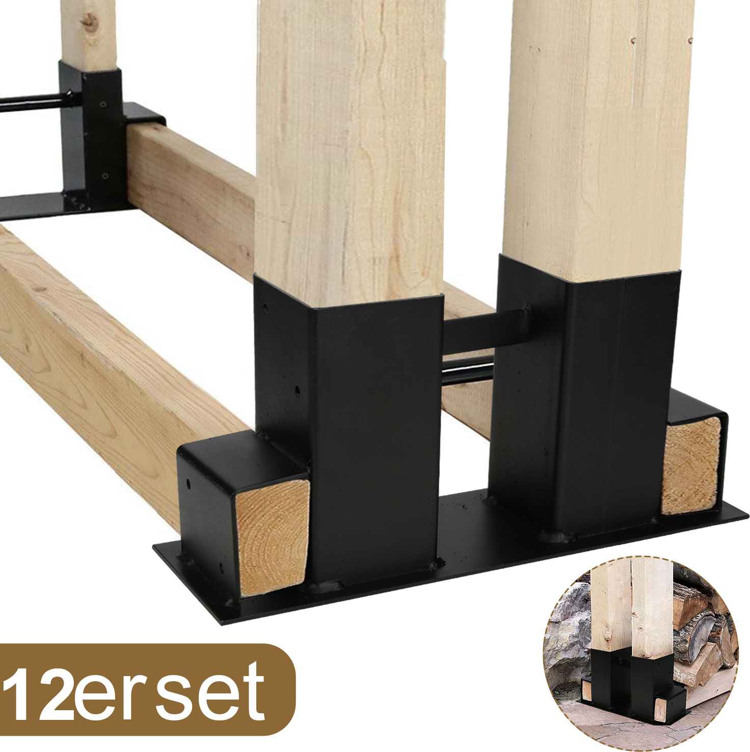 Clanmacy Holzstapelhilfe Stabile Brennholz Stapelhilfe Stapelhilfe Kaminholz Holzstapelhalter Holz RL-HG6654-12-GD