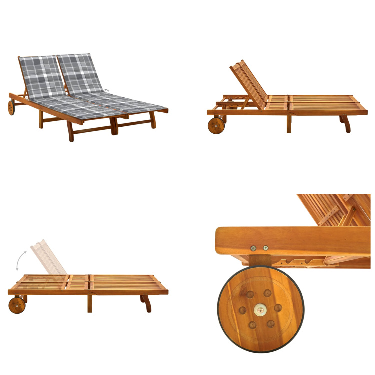 vidaXL Lehátko pre 2 osoby s vankúšmi z agátového masívu - Lehátko - Lehátka - Drevené ležadlo - Drevené ležadlá