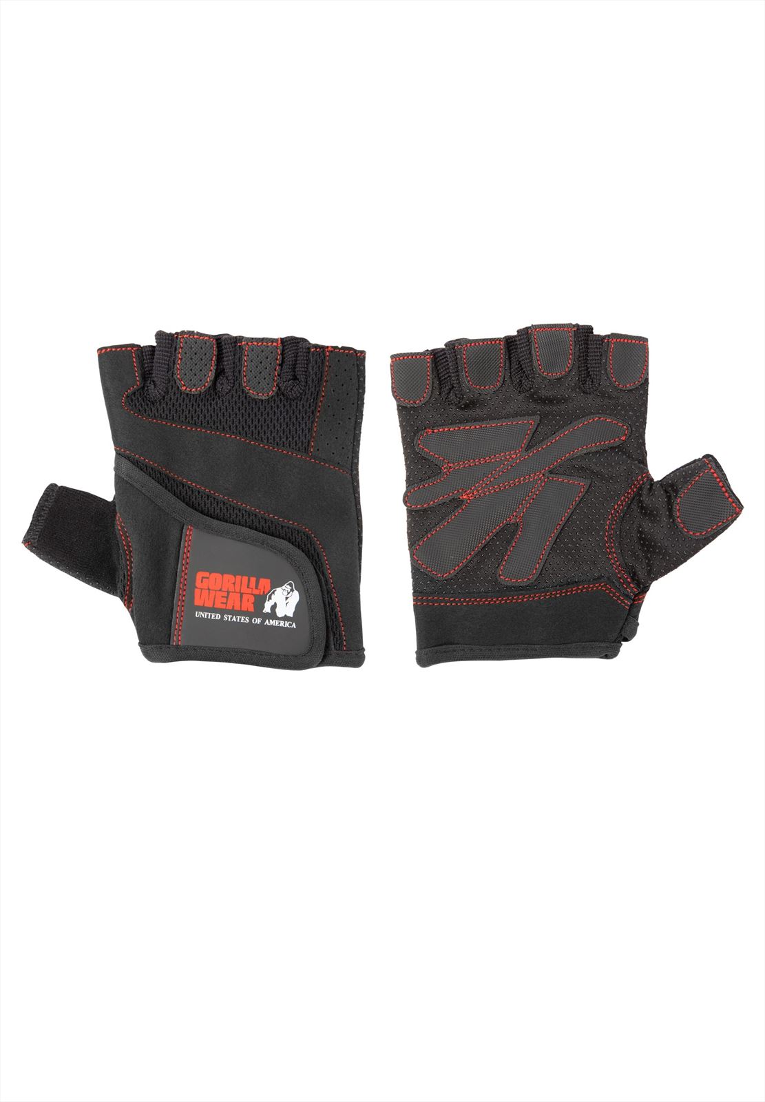 Gorilla Wear Damen Fitnesshandschuhe – Fitnesshandschuhe – Schwarz/Rote Nähte – L 32162