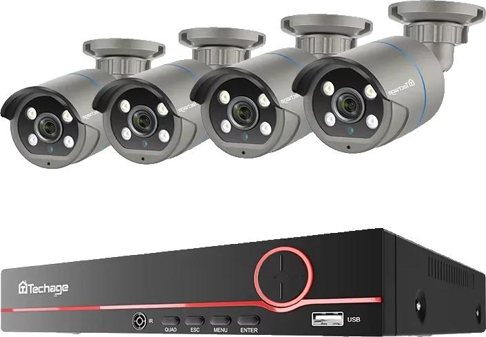 Monitorovací kamerový systém, podpora 8CH, kompresia H265, 8CH NVR a 4 kamery, 4T integrovaný HDD