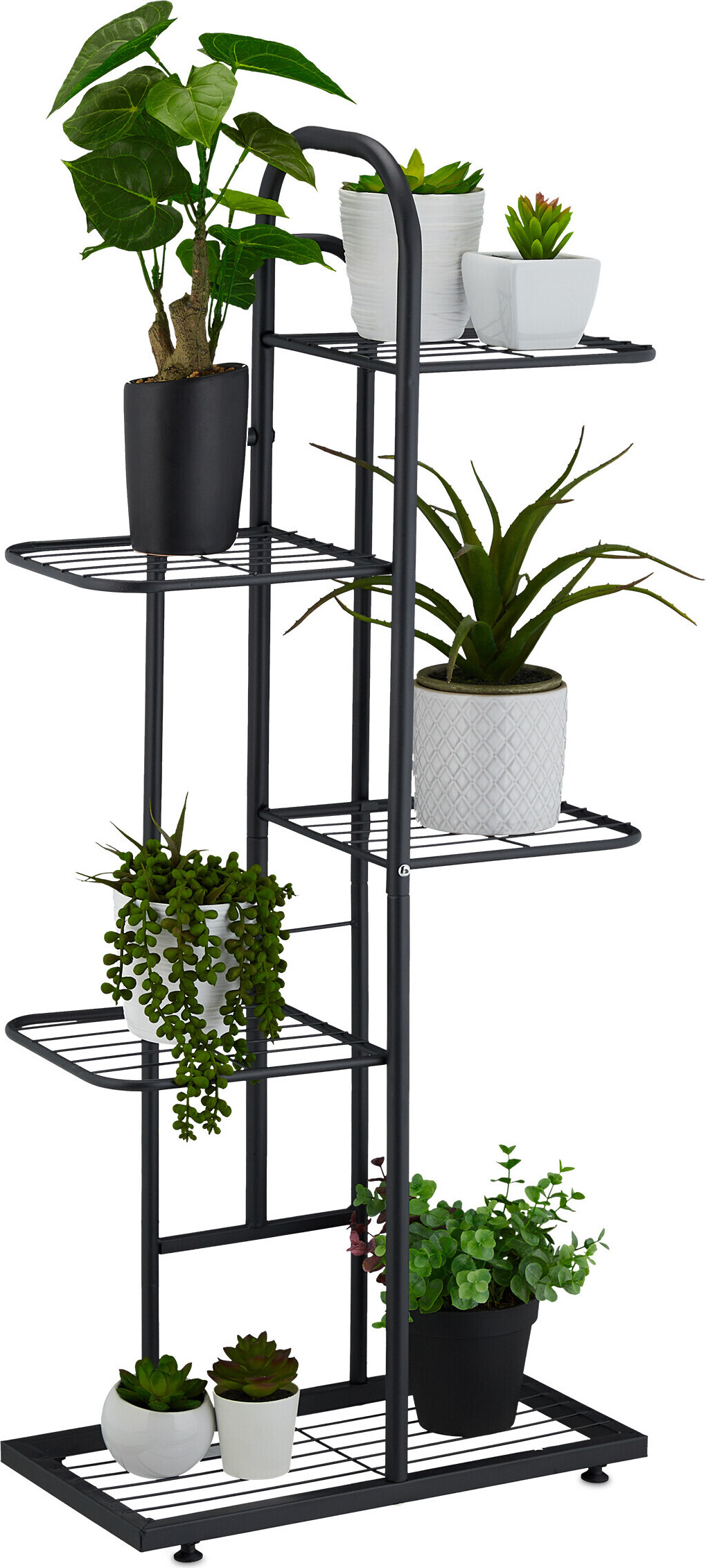 RELAX4LIFE Portafiori a 5 Livelli in Legnocon 10 Portavasi per Piante Multiple, Organizzatore Alto per Piante d'Angolo, Portavaso da Interno ed Esterno per Soggiorno, Balcone, Giardino