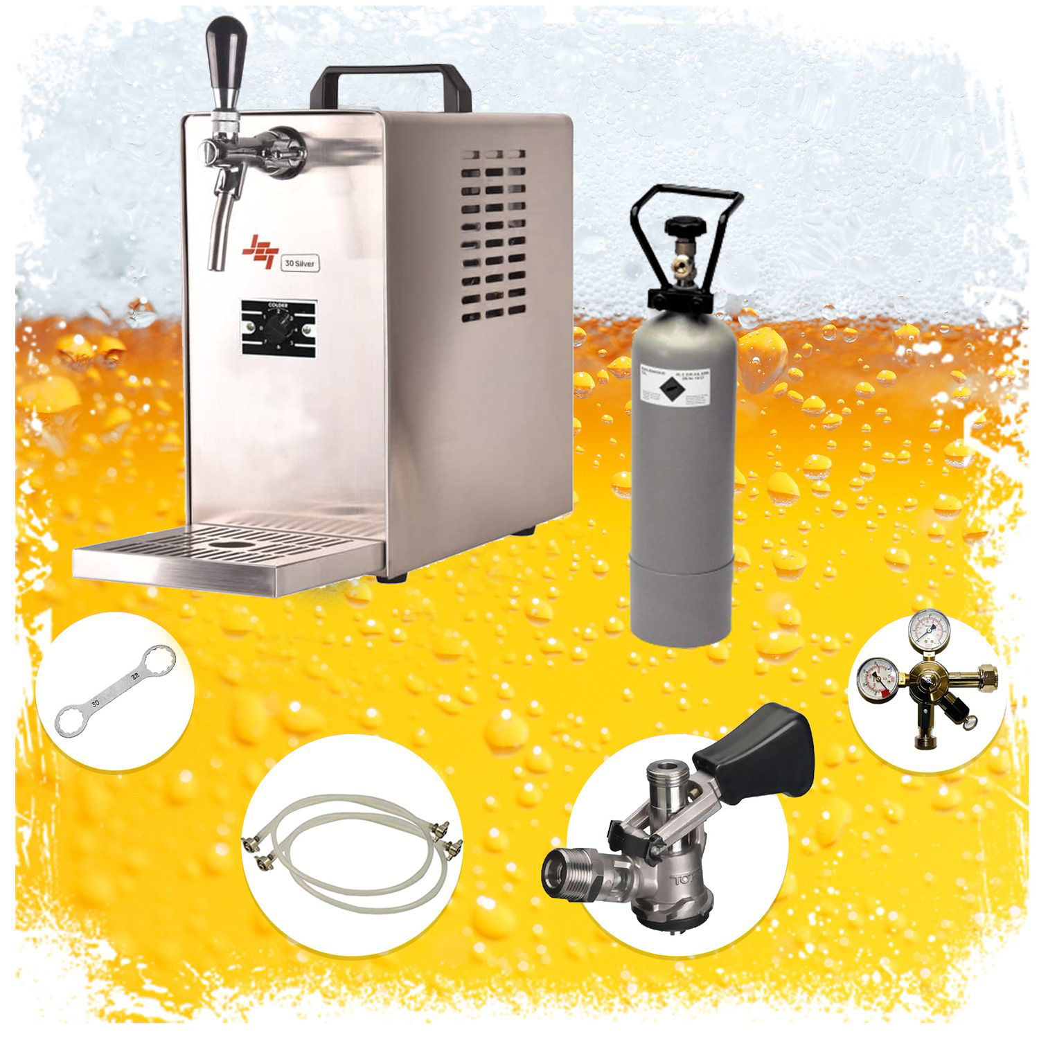 ich-zapfe Komplett Set - Zapfanlage, Bierzapfanlage JET 30 Silver NEW-7442