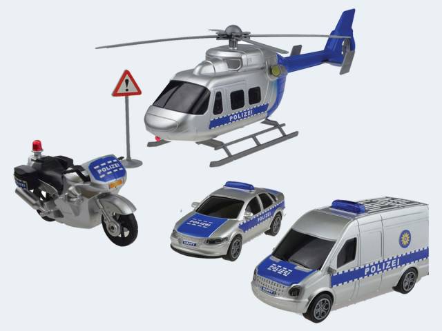 Happy People polizeifahrzeuge 4-teilig silber/blau 33534431