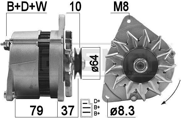ERA 210204A Alternátor LiMa 55 A, 14 V pre FORD Fiesta Mk4 hatchback (JAS, JBS), FIESTA III (GFJ), CAPRI III (GECP), SIERRA (GBG, GB4)