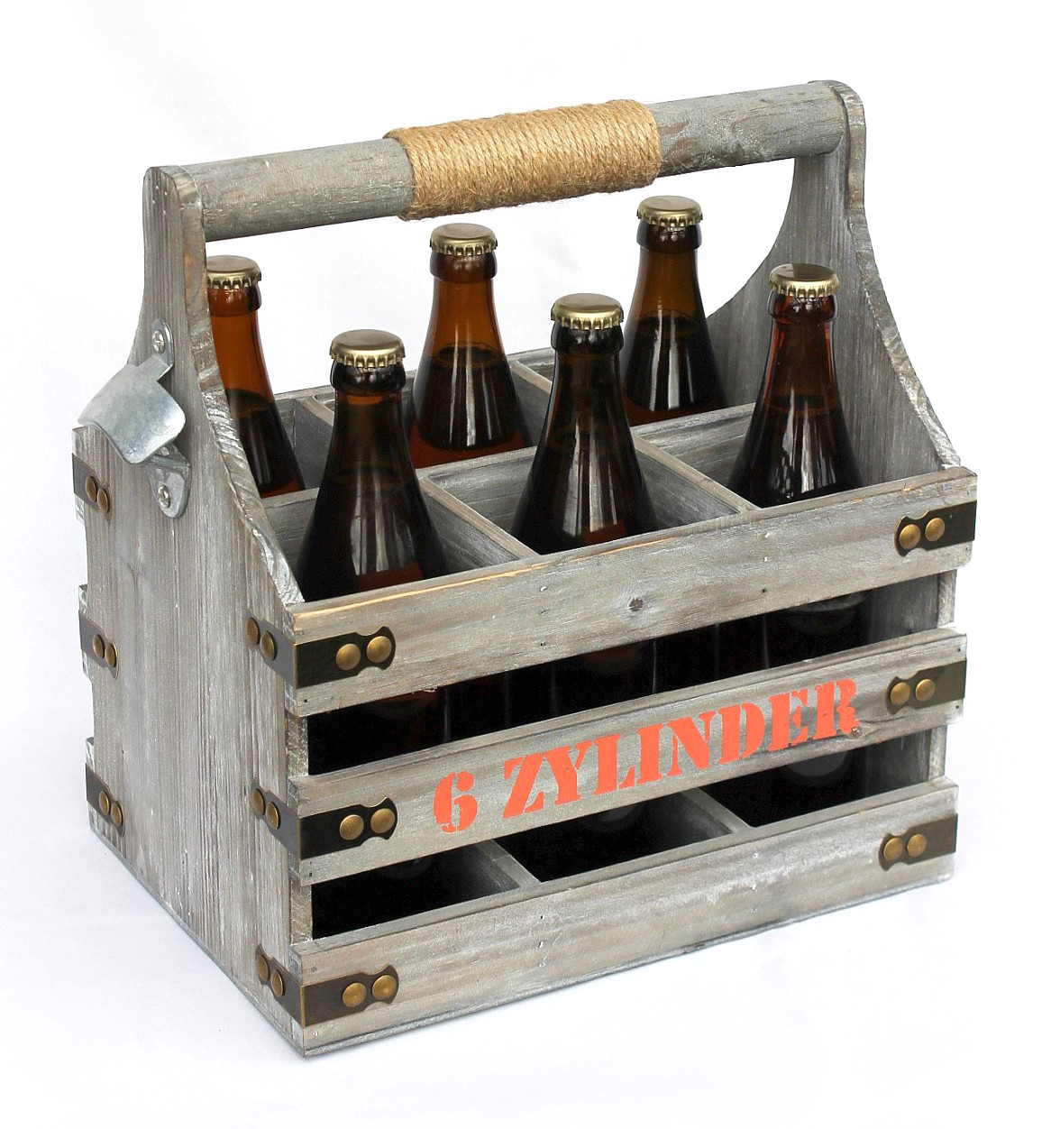 Flaschenträger Bierträger Flaschenkorb Holz-Kiste mit Flaschenöffner        3168 