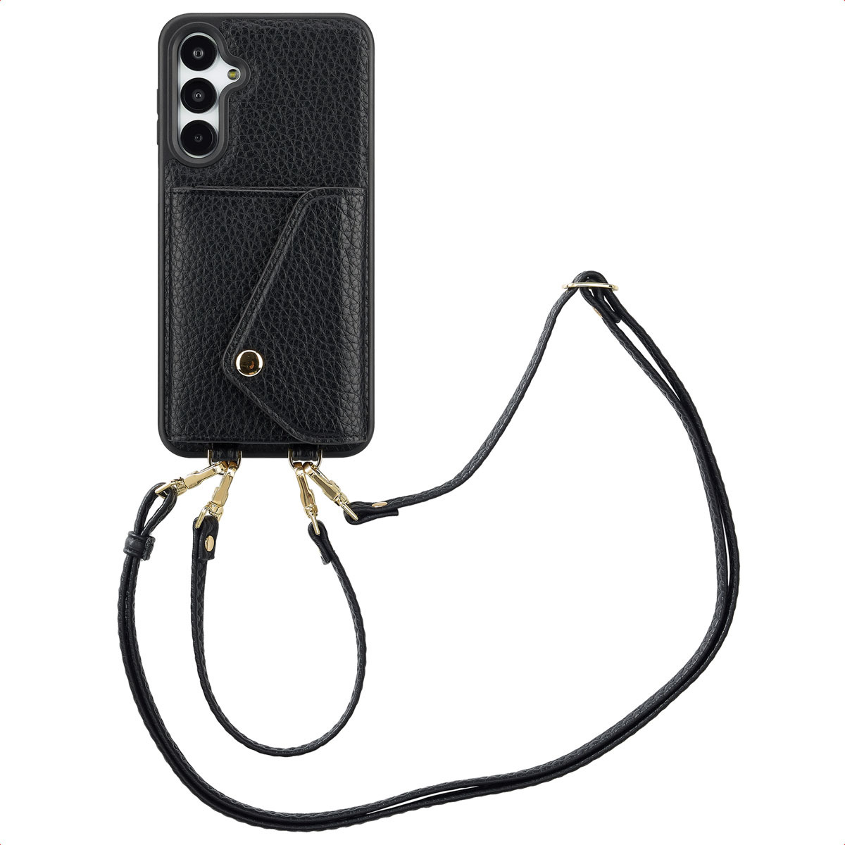 Puzdro na telefón Selencia Sera s káblom a obálkou na kartu pre Samsung Galaxy A16 - čierne