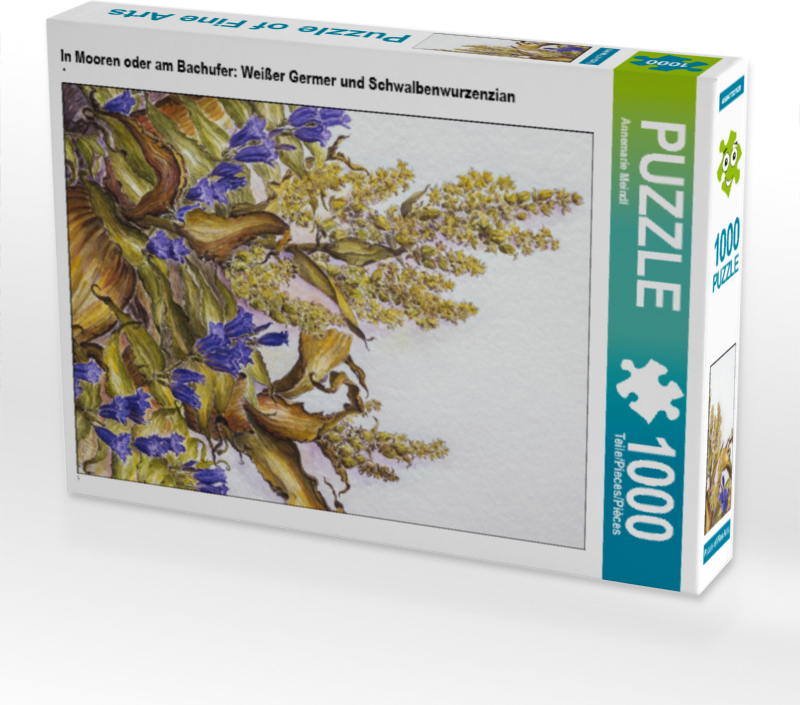 CALVENDO Puzzle In Mooren oder am Bachufer: Weißer Germer und Schwalbenwurzenzian | 1000 Teile Lege-Größe 64x48cm Foto-Puzzle für glückliche Stunden