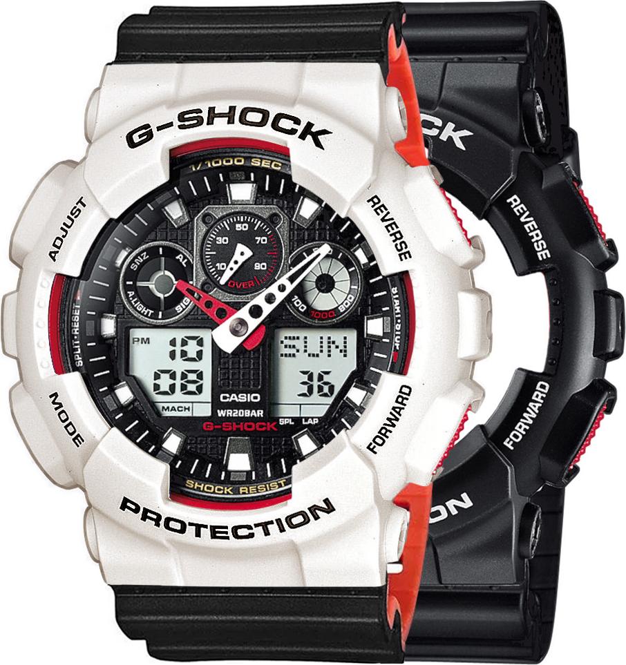 Zegarek Casio G-Shock SET GA-100-1A4ER + BEZEL 10395292 + PASEK 10577142 20BAR