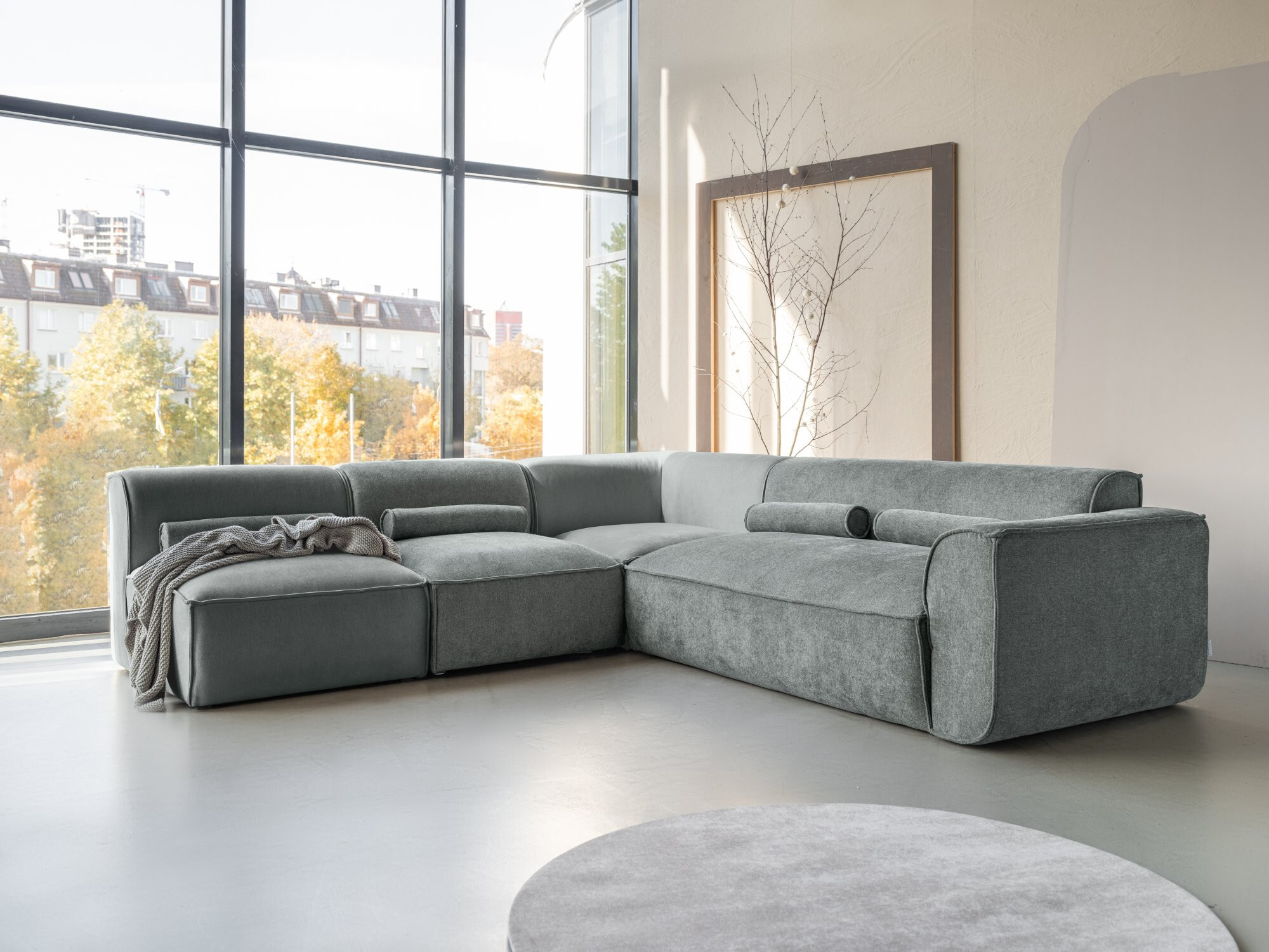 MIUFORM Flex Felix Modulares 6-Sitzer Ecksofa MIUFORM Flex Felix Modulares Ecksofa L-FORM LINKS - 265 x 248 cm - Olive - Sofa Couch 2042SO37