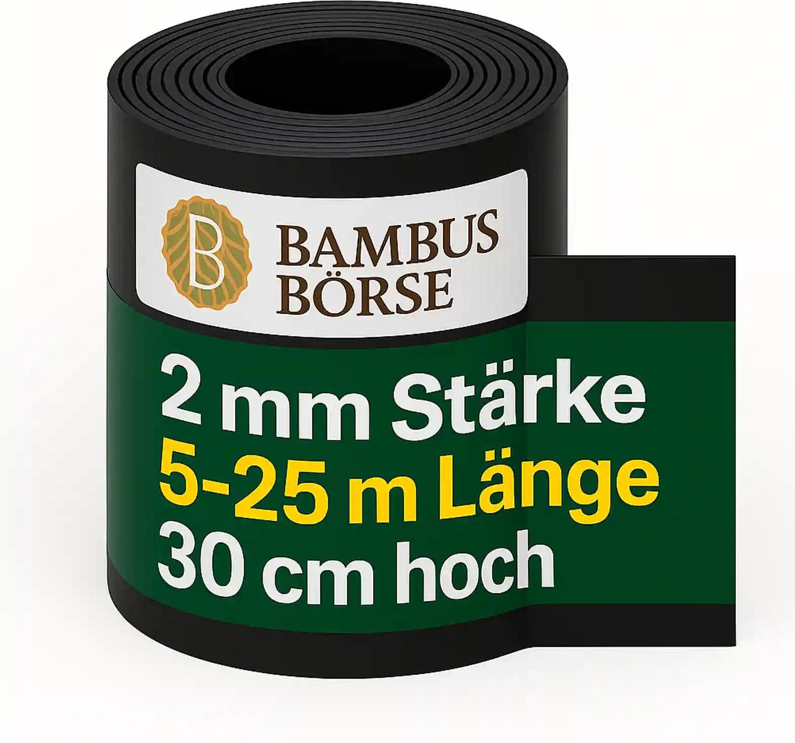 Bambusbörse Rasenkante Gießkante Mähkante schwarz aus HDPE Höhe 30 cm Stärke 2 mm Länge 20 m G11828.20