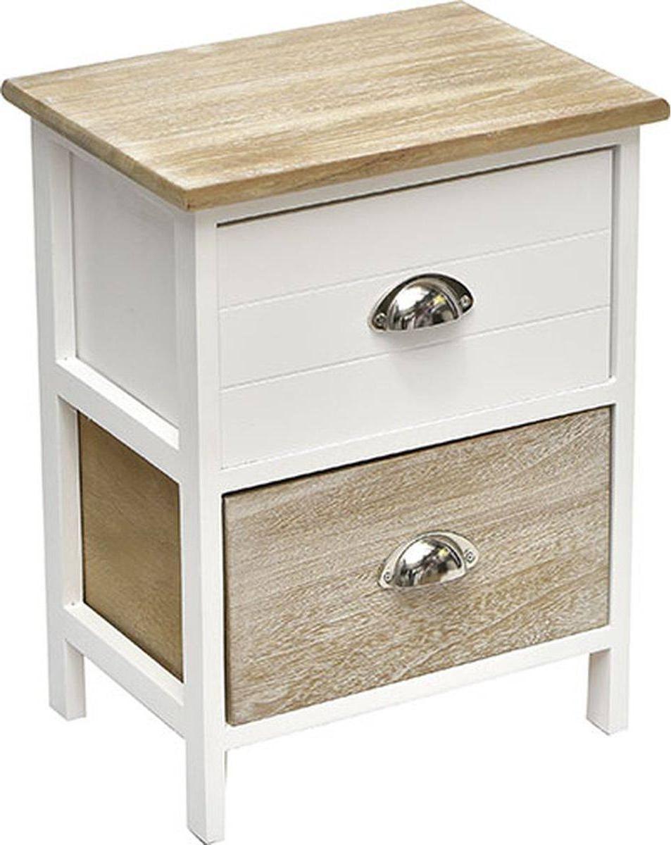 Tendance Style Tendance - Kleines möbelstück paulownia mdf 2 schubladen mit metallgriff - zweifarbig naturweiss lasiert