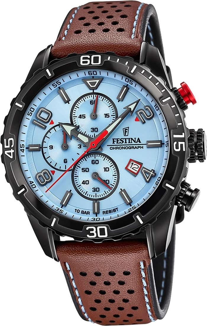 Festina kožené pánske hodinky F20519/1 remienok hodinky Brown Chronograph D2UF20519/1