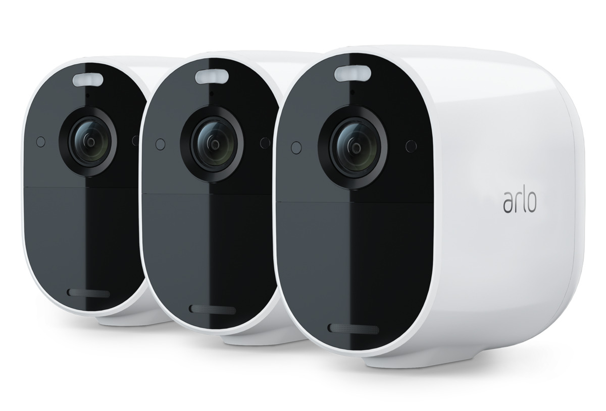 Arlo Essential - Sieťová bezpečnostná kamera - vonkajšia, vnútorná - odolná voči poveternostným vplyvom - farebná (deň a noc) - 1920 x 1080 - 1080p - zvuk - bezdrôtová - Wi-Fi - H.264 (balenie 3 ks)
