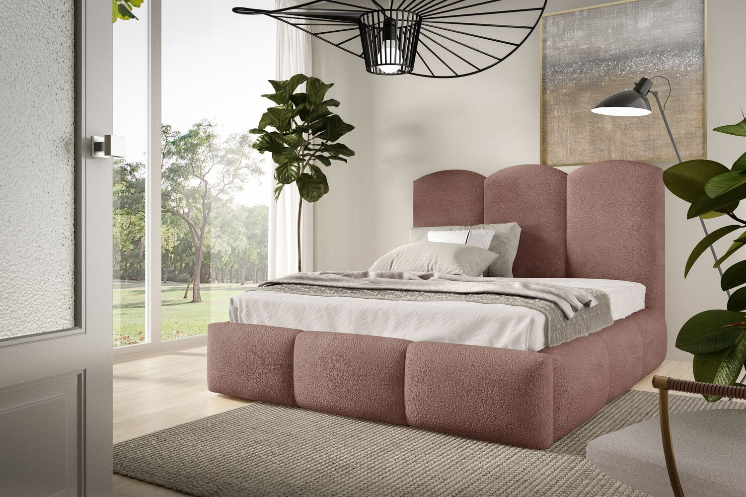 Manželská čalúnená posteľ 140x200 ROLANDA - staroružová