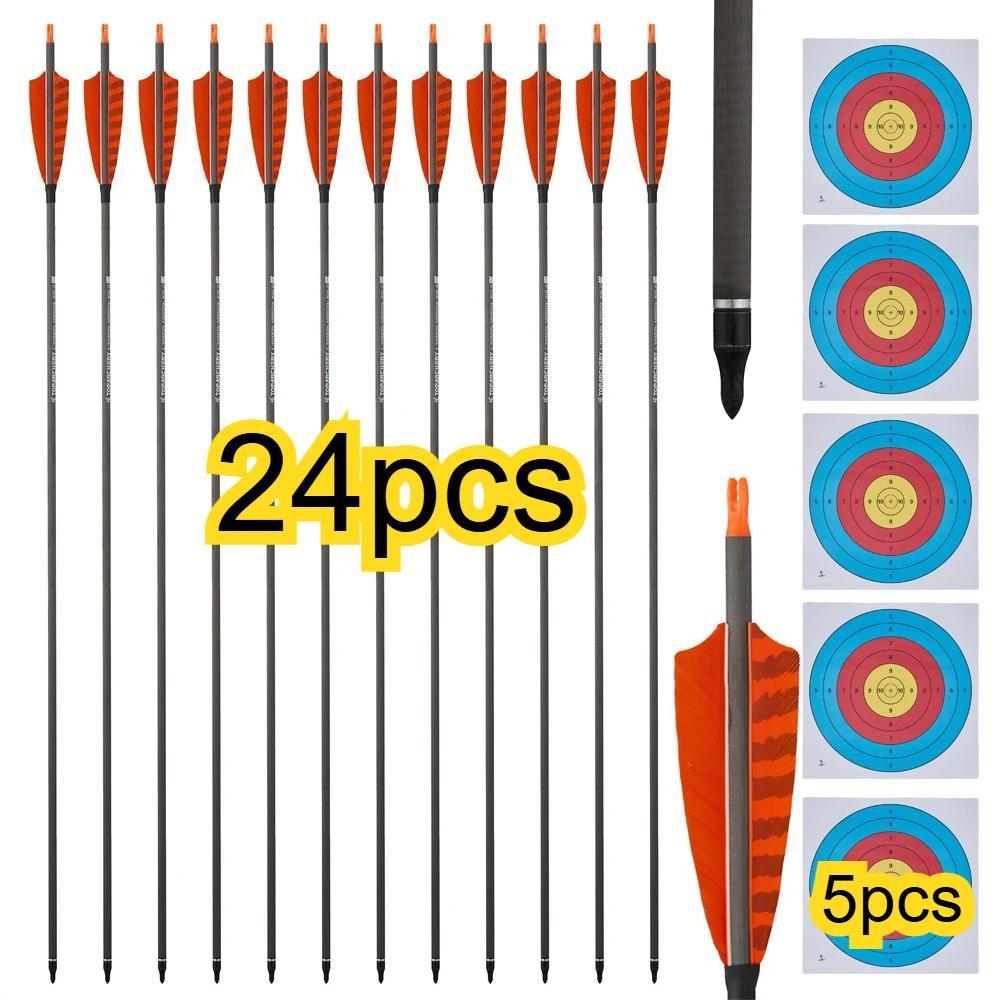 StarTech Pfeilset - 24x Carbonpfeile 81 cm - Spine 400 - 10 cm Federn - Für Recurve- und Compoundbogen 18–32 kg - Orange