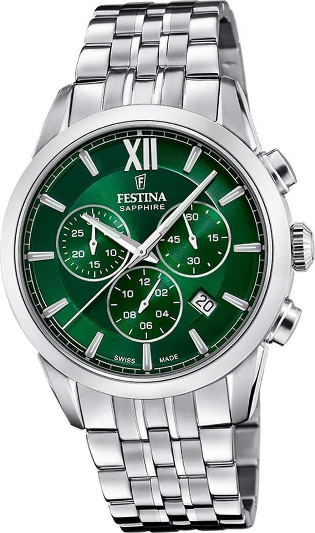 Festina pánske hodinky z ušľachtilej ocele strieborné Festina Swiss made náramkové hodinky D2UF20040/3