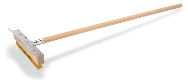 WAS Germany 4x Reinigungsbürste mit Schaber, 105 cm, mit Messingborsten 3 cm, Holz, Messing