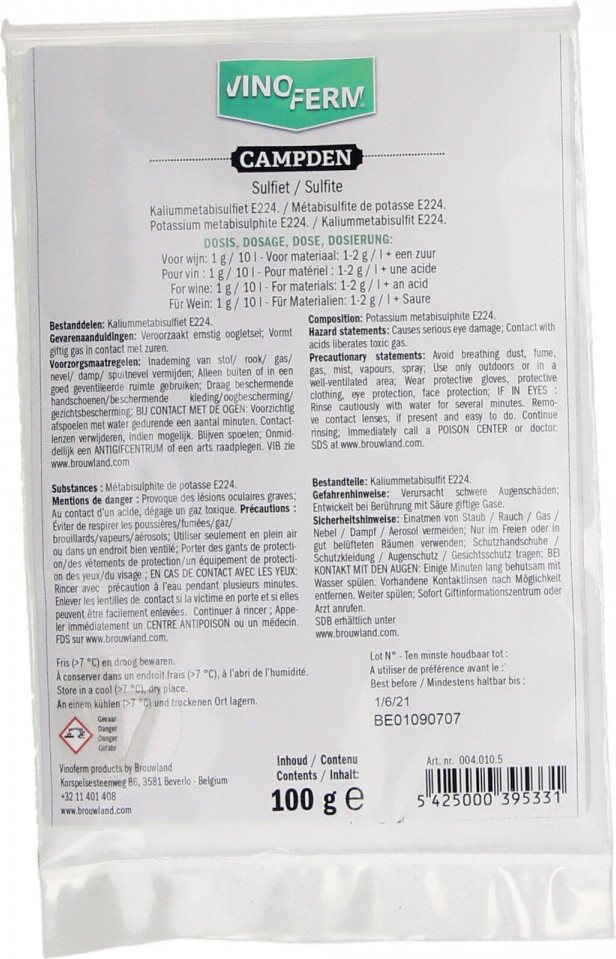 ich-zapfe Kaliumpyrosulfit - Vinoferm campden 100g NEW-98938
