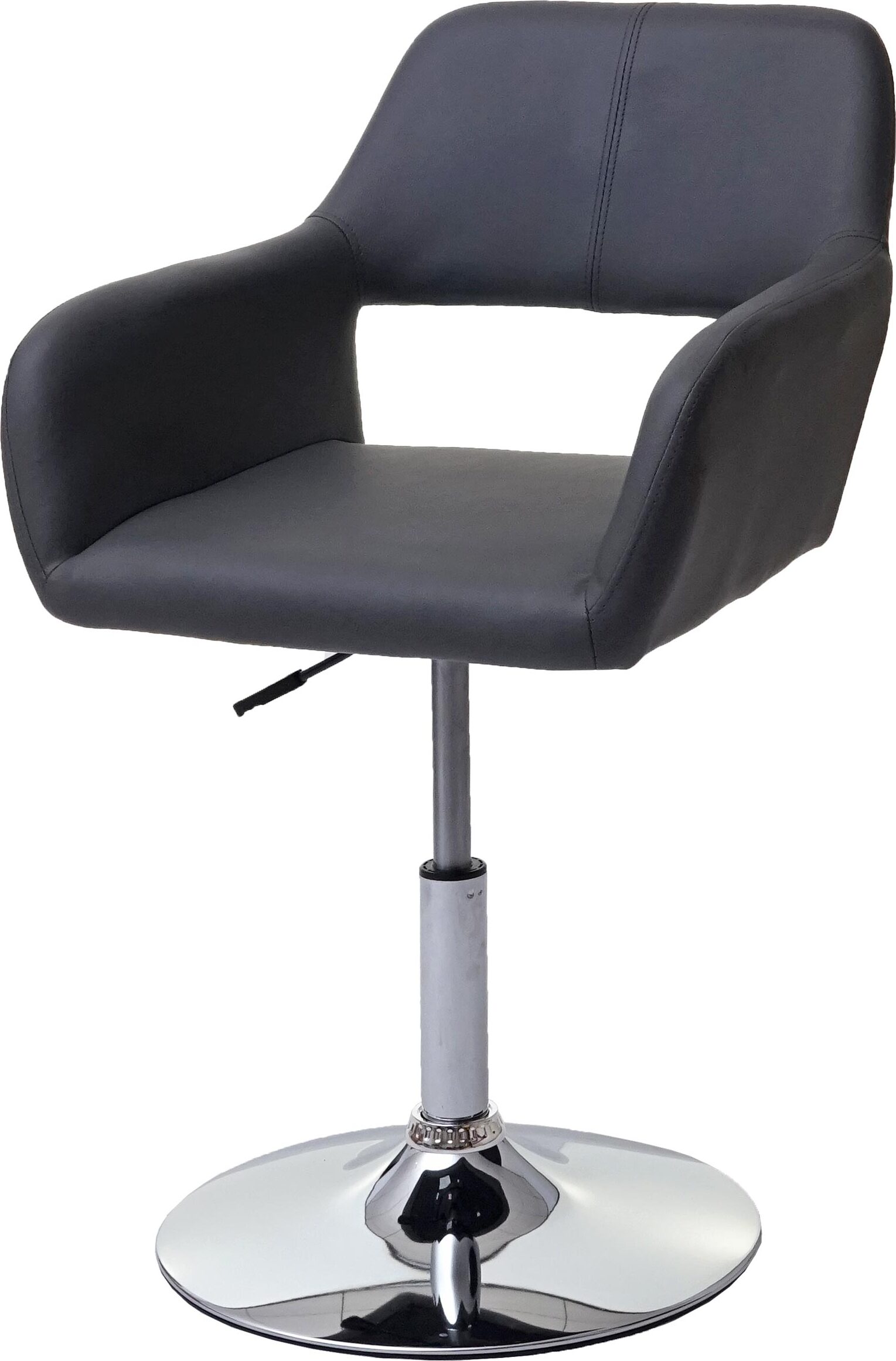 Jedálenská stolička HWC-A50 III, stolička kuchynská stolička, retro 50. roky, Imitácia kože ~ sivá, chrómová základňa