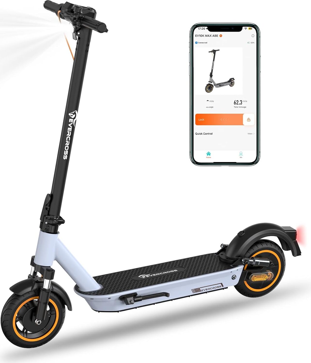 EVERCROSS EV10K MAX Blue 18,2 Mah E-Scooter s cestnou homologizáciou (ABE), dojazd 65 km, terénny elektrický skúter pre dospelých, skladací, s APP, 400W motor, dvojité tlmiče