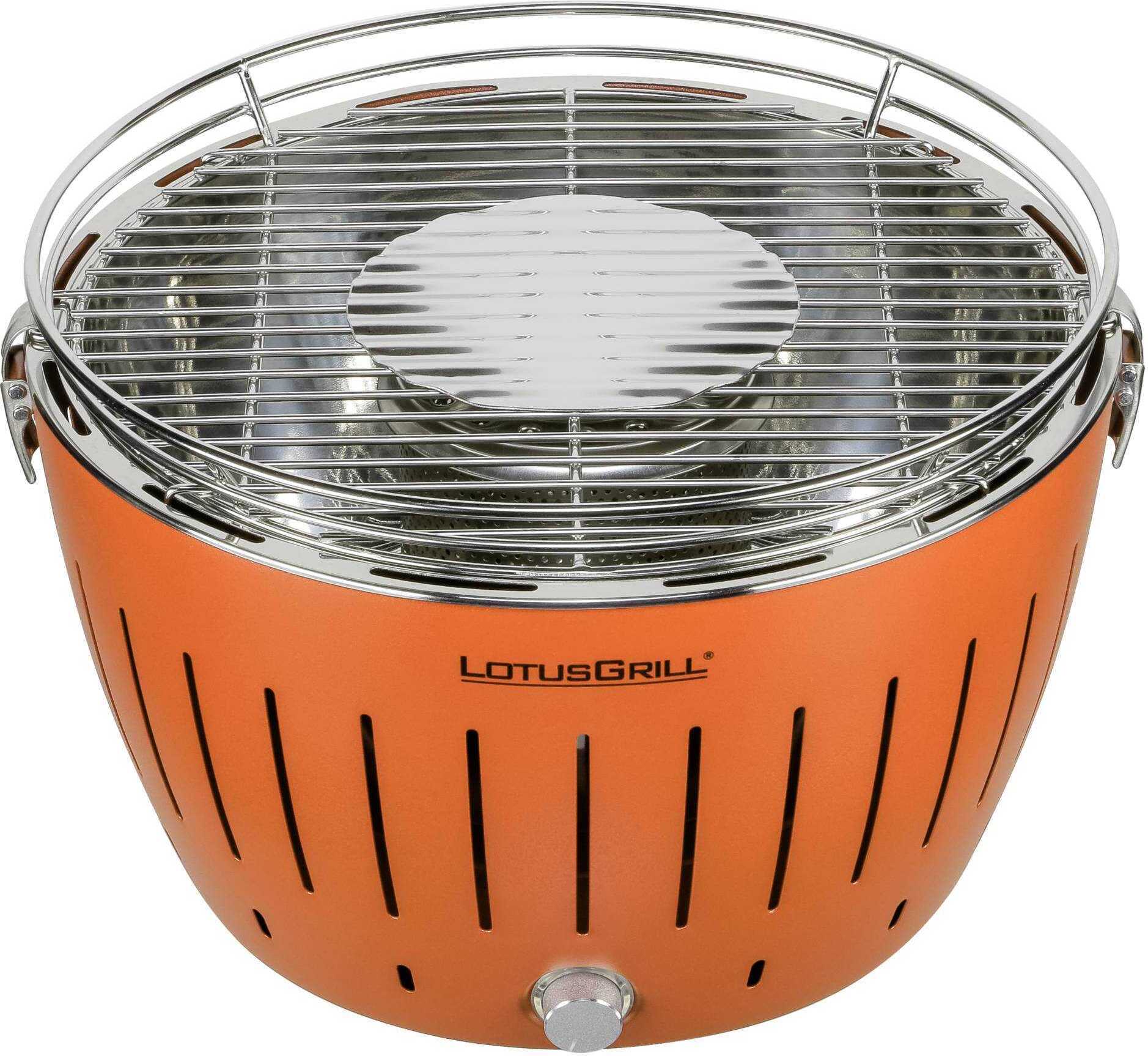 LotusGrill G34 U OR, Grilovanie, Drevené uhlie (palivo), 32 cm, Plast, Nerezová oceľ, Oceľ, Kotlík, Rošt
