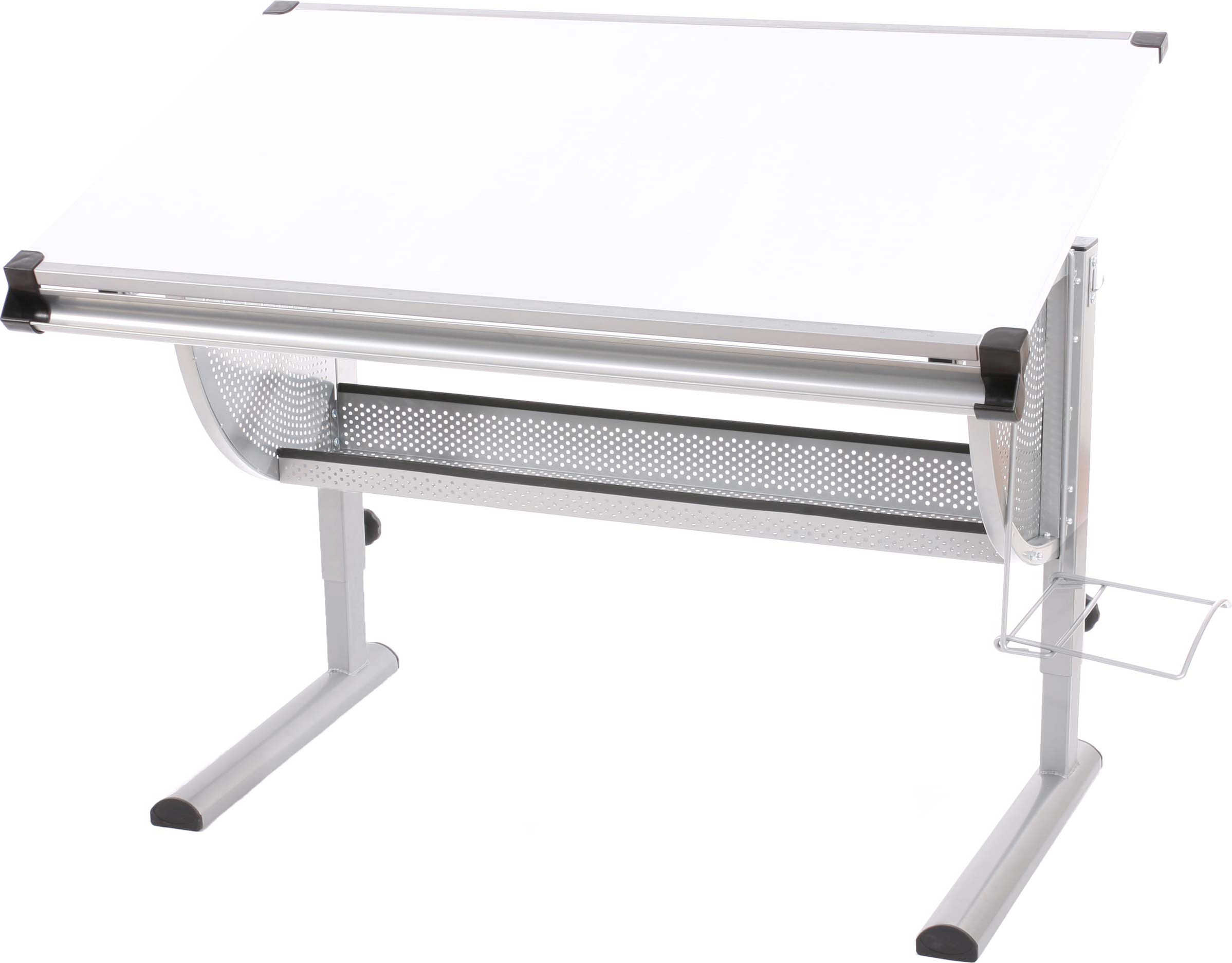 Mendler Kinder-/Jugend-Schreibtisch Schülerschreibtisch Bürotisch Oxford, höhenverstellbar, neigbar weiß 26504