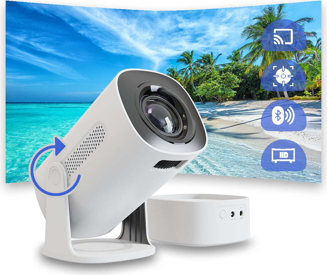 Kiano Vision - Prenosný projektor | 1280 x 720 HD | Smart TV | Android 11 | Externá batéria |