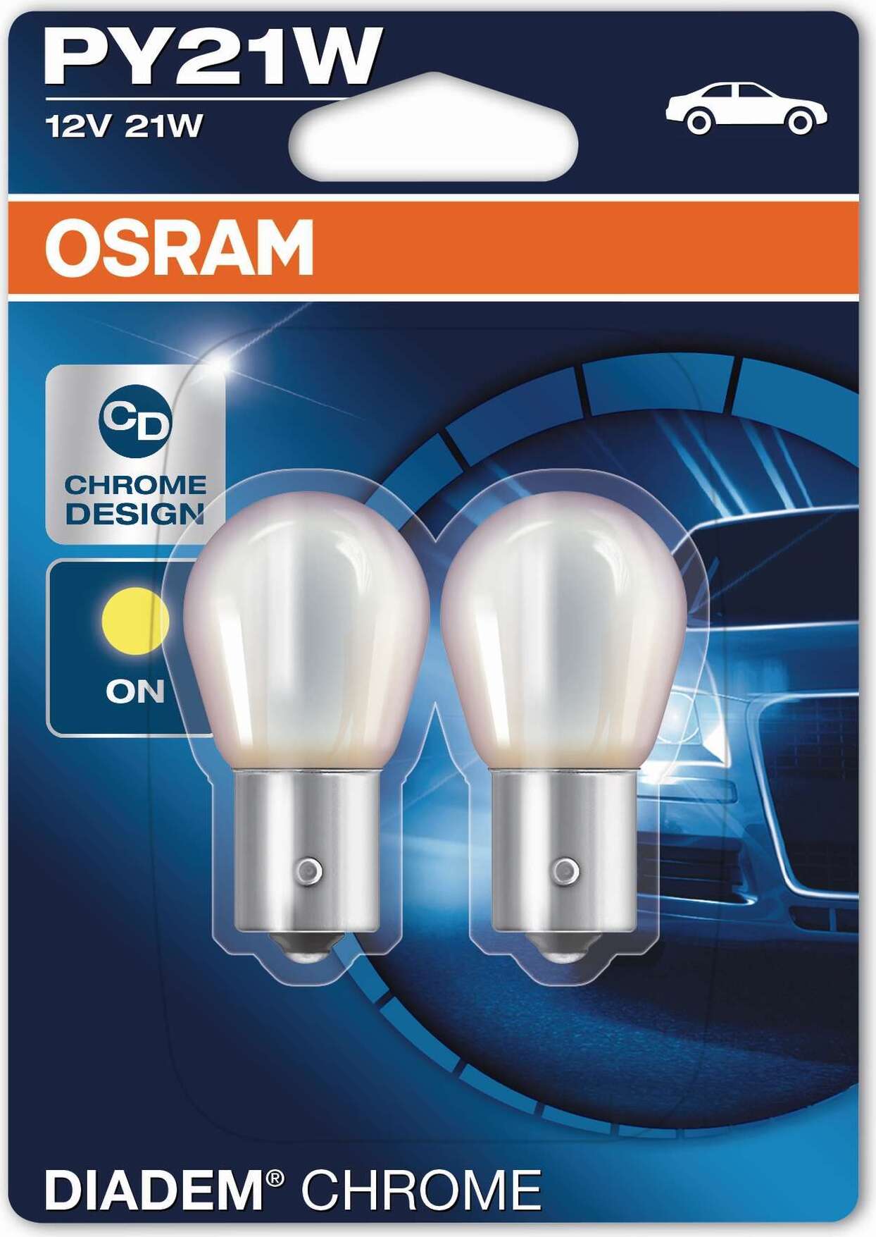 2x OSRAM Diadem Chrome Rückleuchten BAU15s PY21W