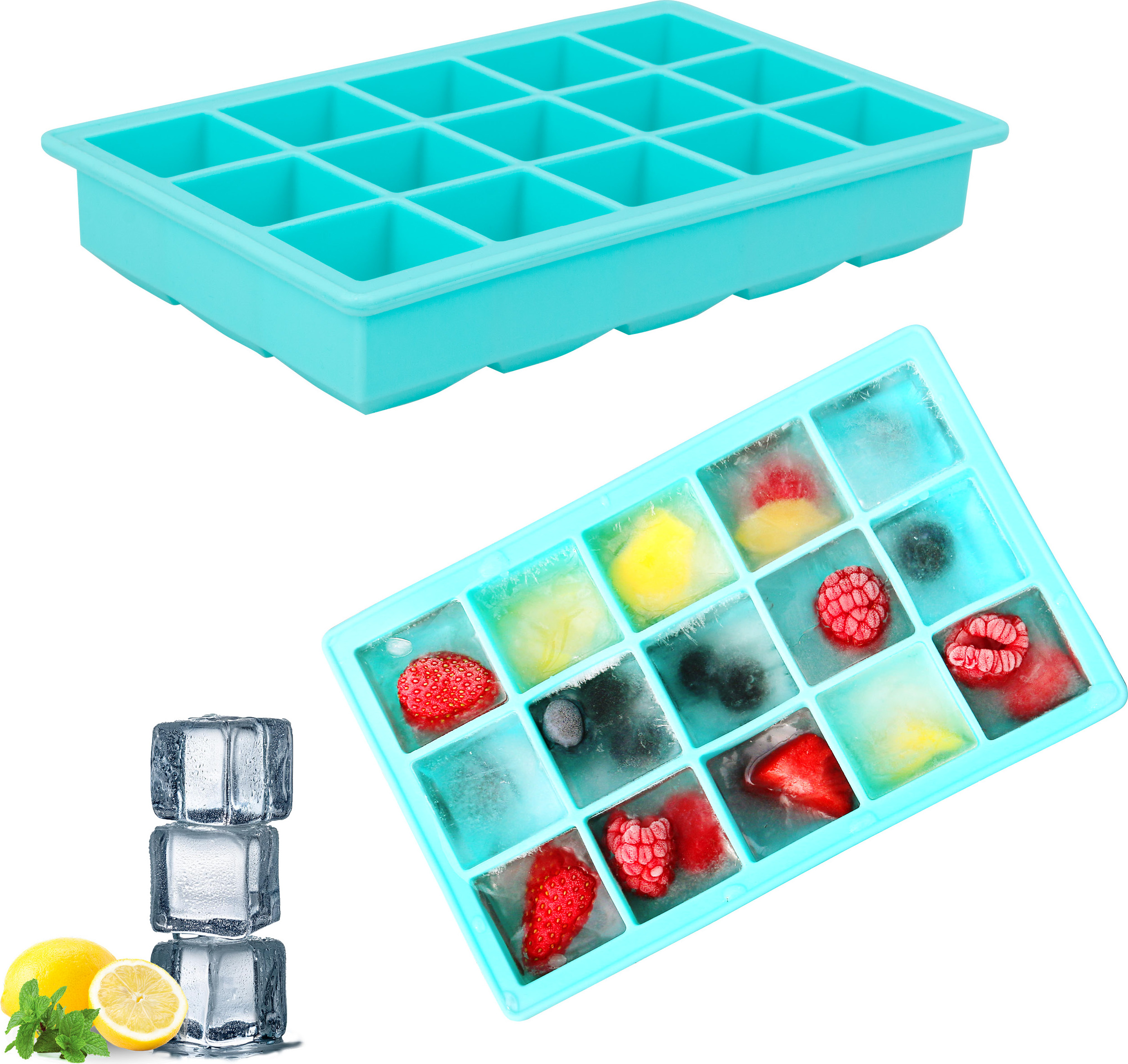 3 Pezzi Ghiaccio Stampo Cuore Silicone Rosa, Vassoio Cubetti Ghiaccio a Forma Cuore Senza BPA, Stampo per Cubetti di Ghiaccio a Forma di Cuori, Stampi in Silicone a Forma di Cuori per