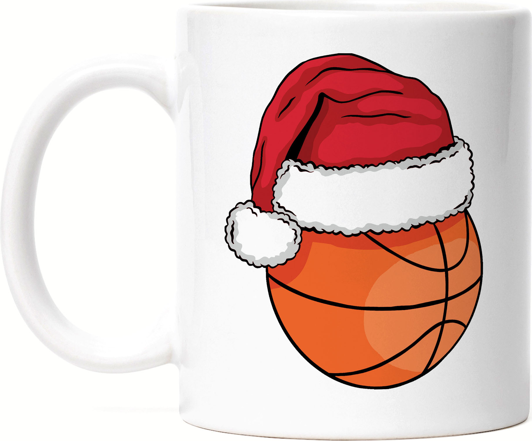 Hey!Print Basketball Tasse Weiß Leben Mannschaft Spieler Teamsport Korb Basket Ballsport Jersey Team Weihnachten Frohes Fest HP-1795-T